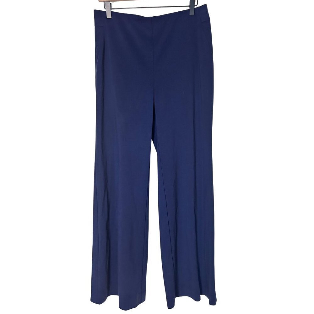 Chicos Stretch Wide Leg Trouser Pants Navy Blue Size 8/10 R